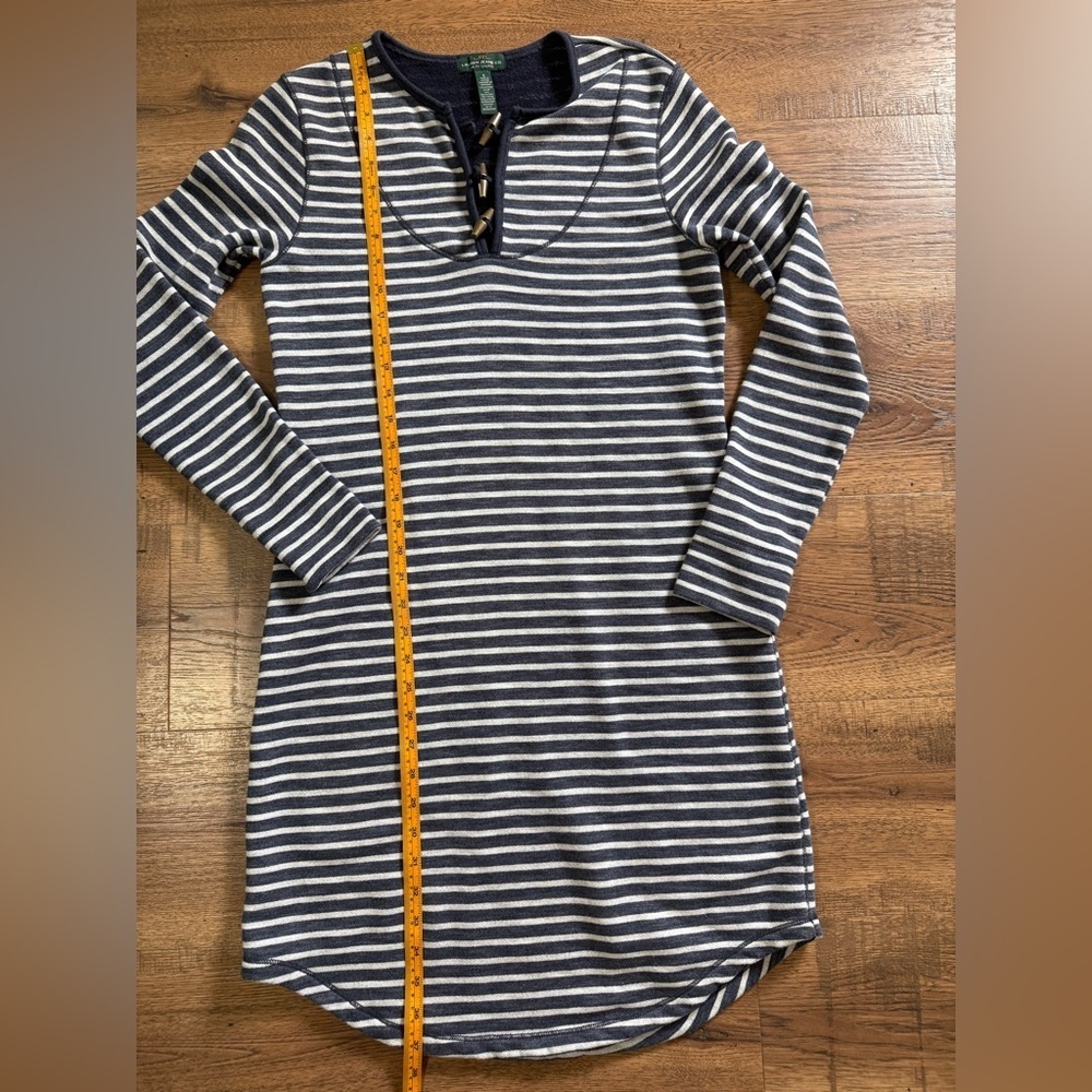 LRL LAUREN JEANS CO. Striped Blue and White Women's Dress